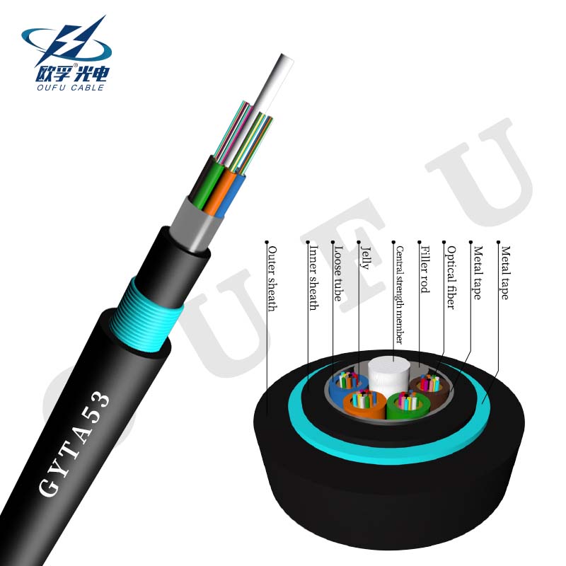 48 core G652D double jacket armored stranded half-dry direct burried fiber cable