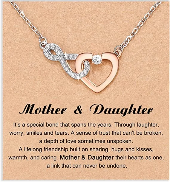 For Daughter - S925 Mother & Daughter A Link That Can Never be Undone Infinity Heart Necklace