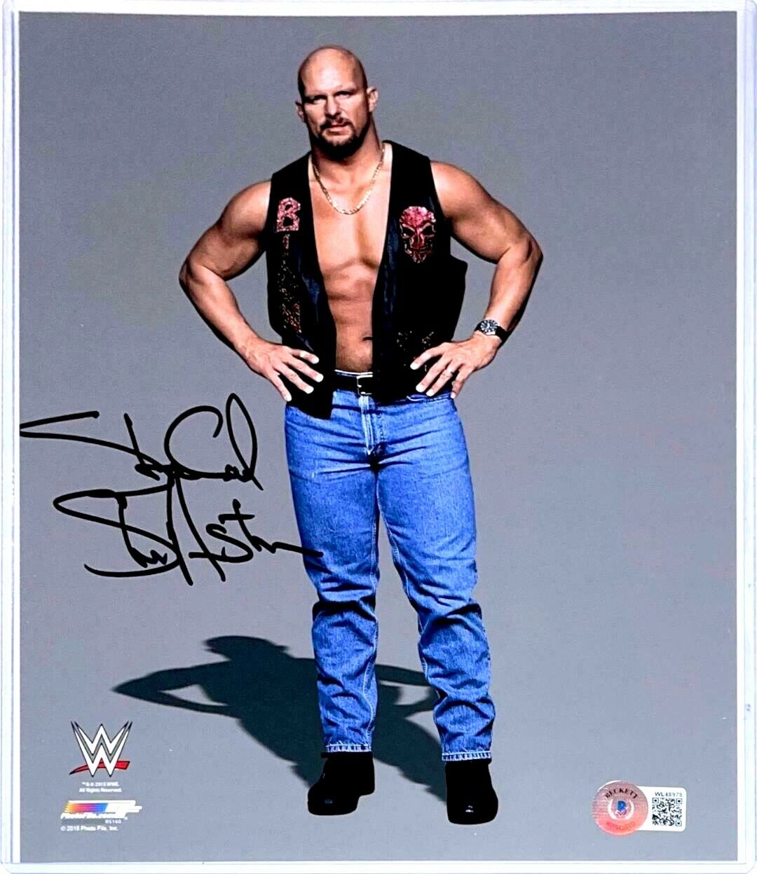 WWE STONE COLD STEVE AUSTIN HAND SIGNED 8X10 Photo Poster painting WITH BECKETT WITNESS COA 2