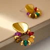 Colorful Beads Copper Golden Plated Earrings