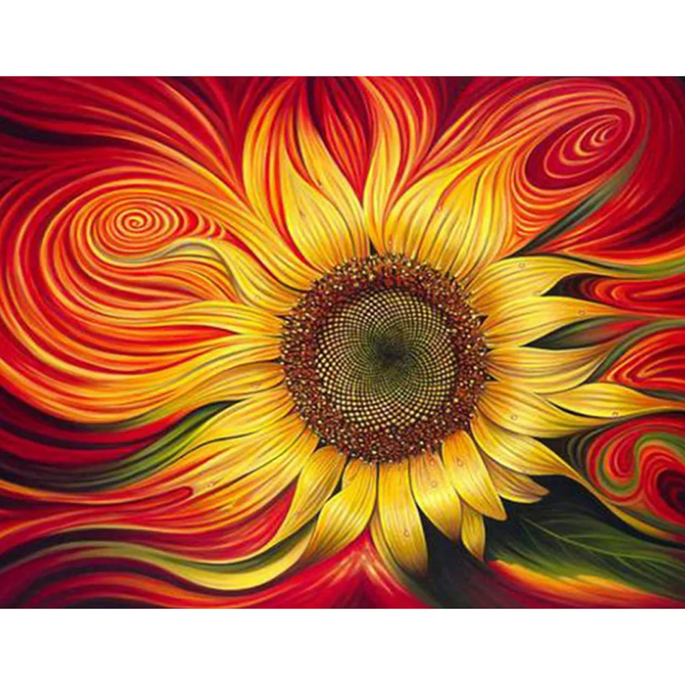 5D DIY Diamond Painting Glass Stained Sunflower Mosaic Cross
