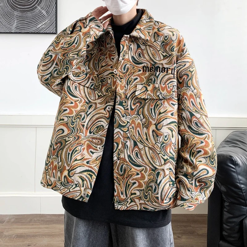 Toloer Hong Kong Wind Ins Embroidered Work Jacket Male Autumn Add Fat Add Large Size Tide Fat Man Loose Ruffian Handsome Design Sense Coat-Outfit Ideas