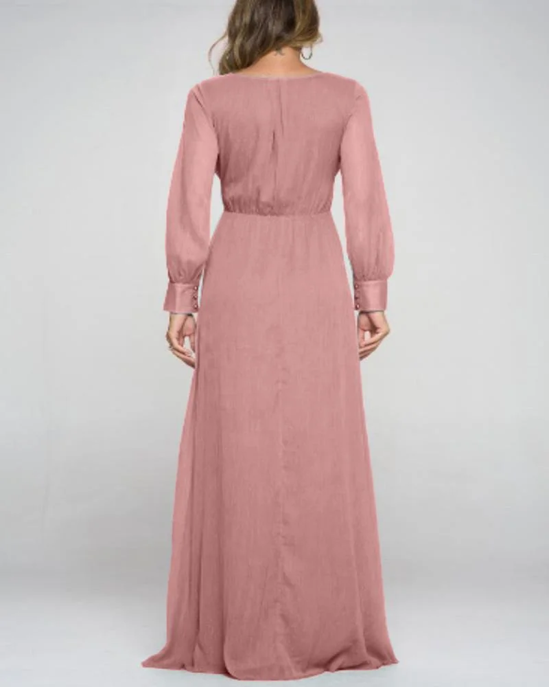 V Neck Elegant Chiffon Dress