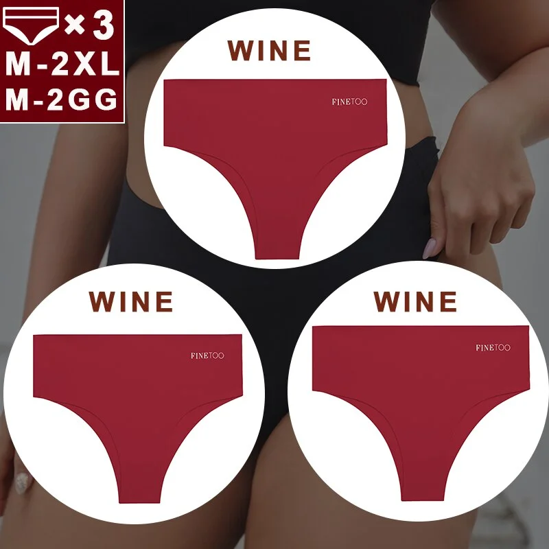 FINETOO 3PCS/Set Women Seamless Underwear Panties Ice Silk Lingerie Female Briefs Plus Size M-2XL Sexy Girls Breathable Pantys