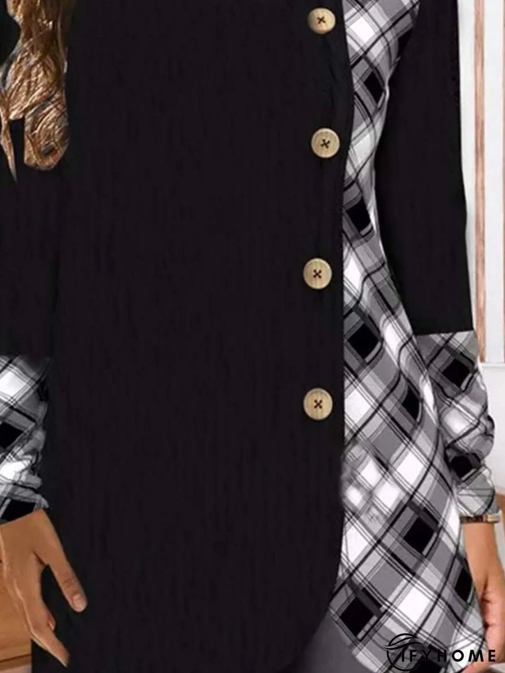 Casual Long Sleeve Plaid Tunic Top | IFYHOME