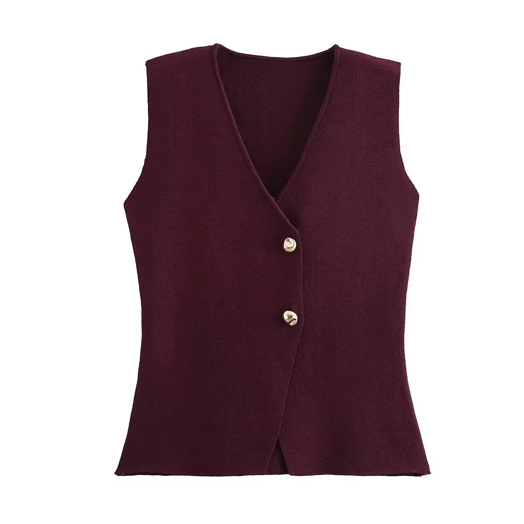 Nigikala Nigikala Color Knitted Vest Fashion Leisure 2025 New Women's Dress