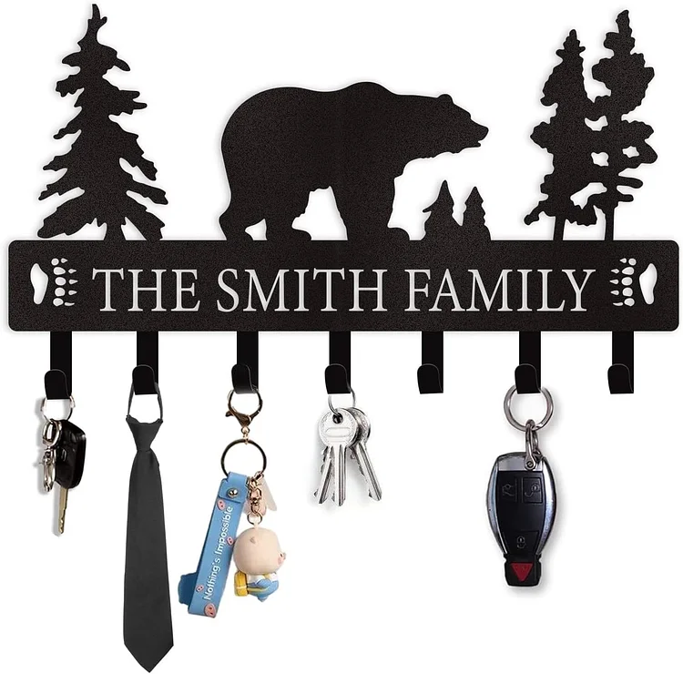 Personalized Key Holder for Wall, Custom Metal Deer Cabin Key Hooks with Name, Metal Key Holder Hooks Organizer Rack, Key Hanger Decor for Kitchen, Entryway, Hallway, Office, Doorway