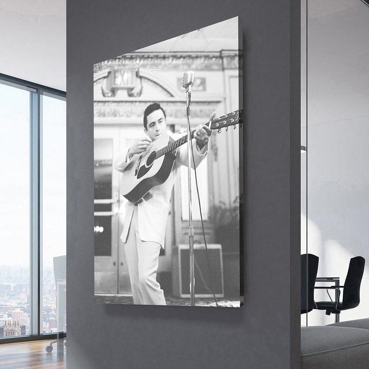 Johnny Cash playing Guitar 1959 Canvas Wall Art