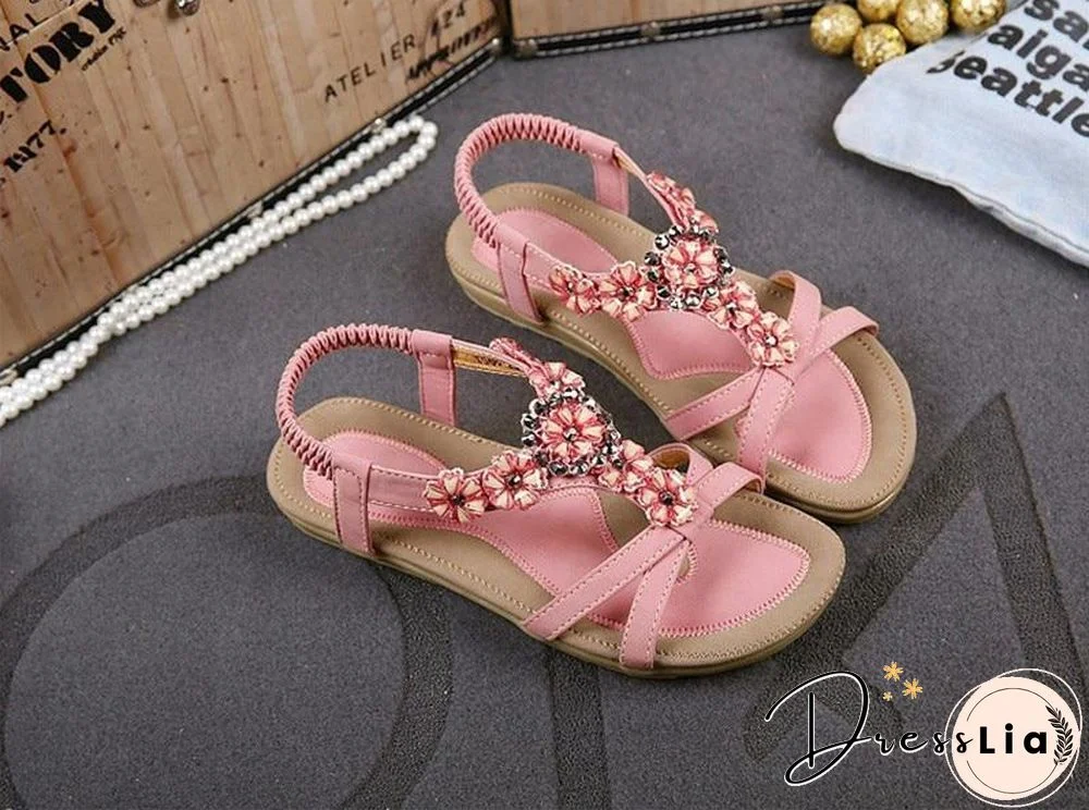 Bohemian Style Summer Women Flat Heel Beach Sandals Shoes