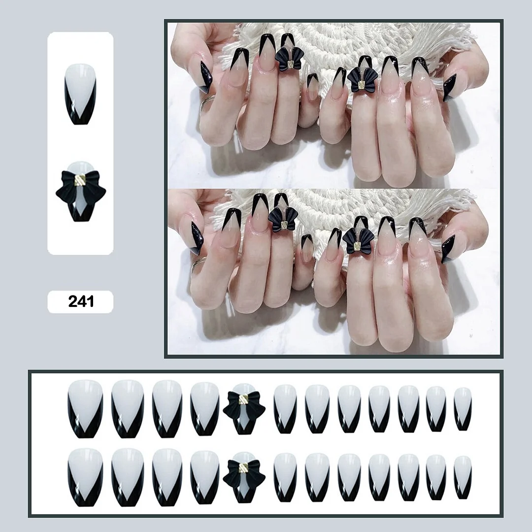 French V Simplicity Elegant Trapezoidal Wearable Fake Nails-Nail Inspo