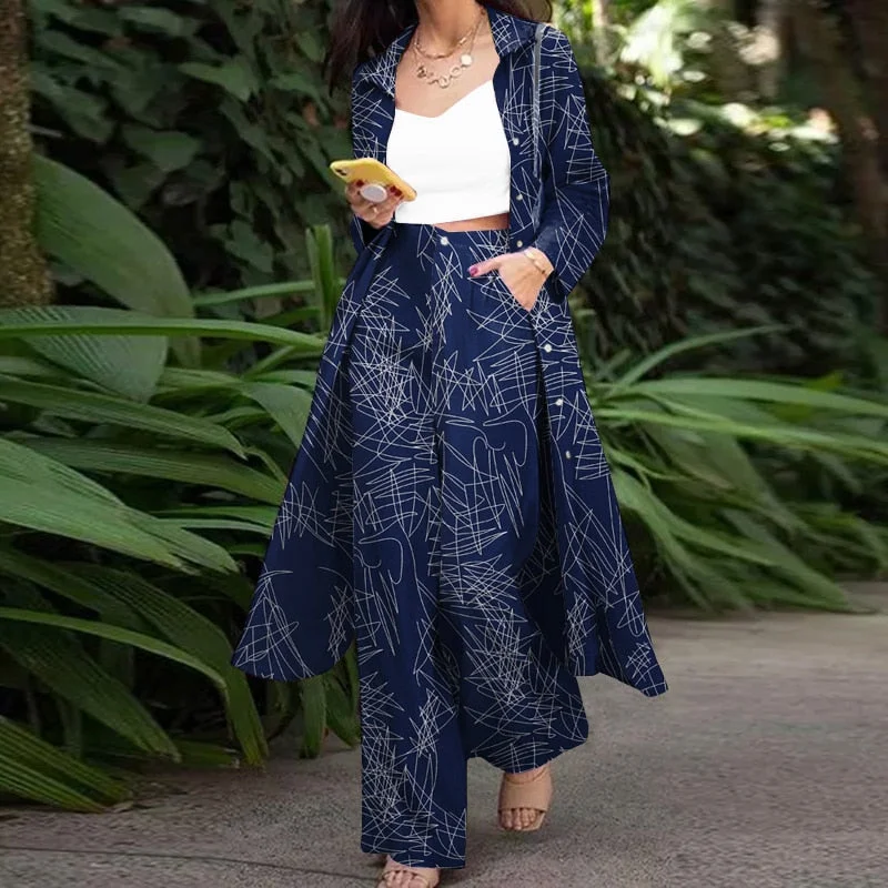 ZANZEA Fashion Long Sleeve Shirt 2PCS Women Suits Autumn Matching Sets Solid Loose Pant Sets Casual Wide Leg Trousers Oversized