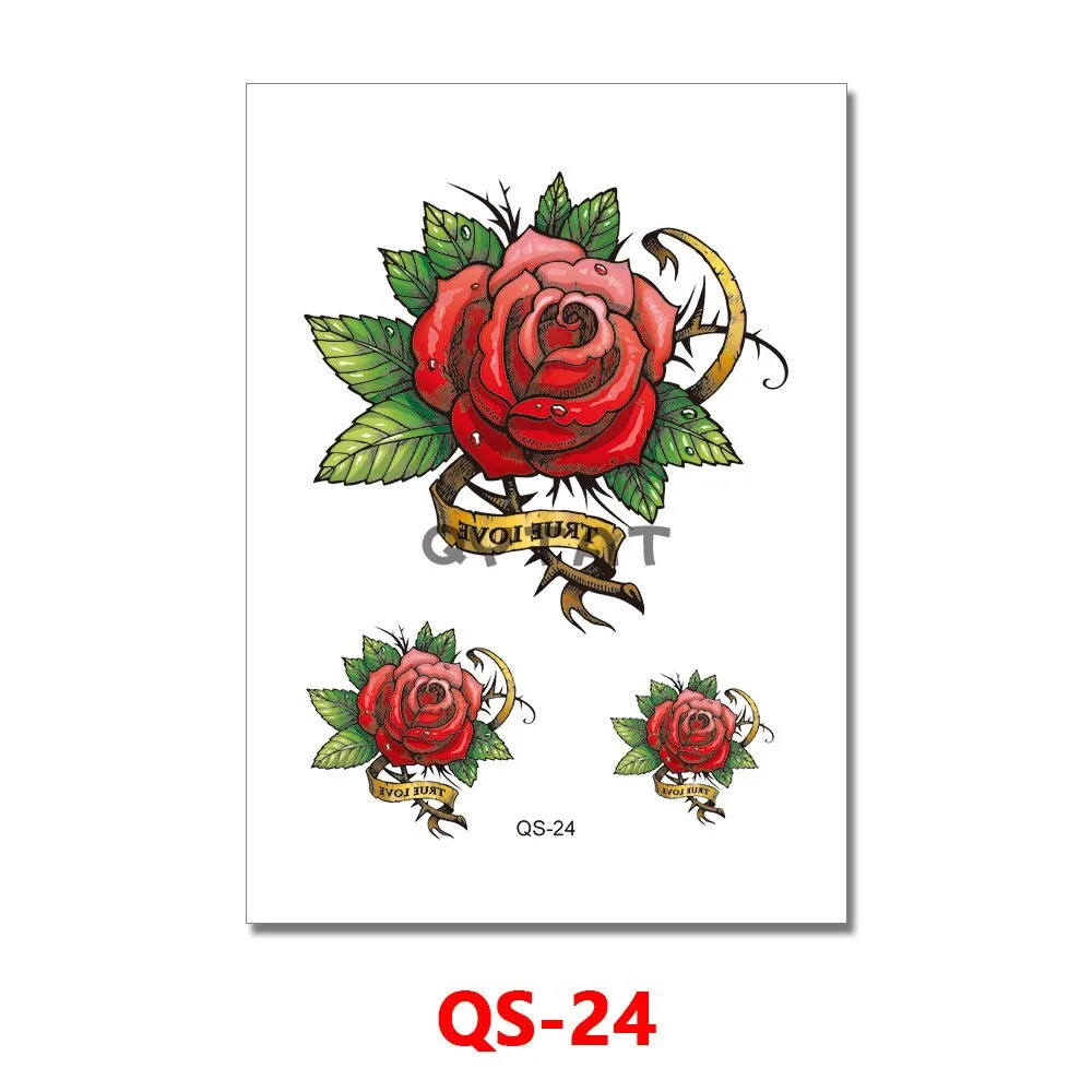 Waterproof Temporary Tattoo Femme Sticker Folower Rose Letter Fake Tatto Hand Back Tatoo Stickers Women Men Body Art Ogreish