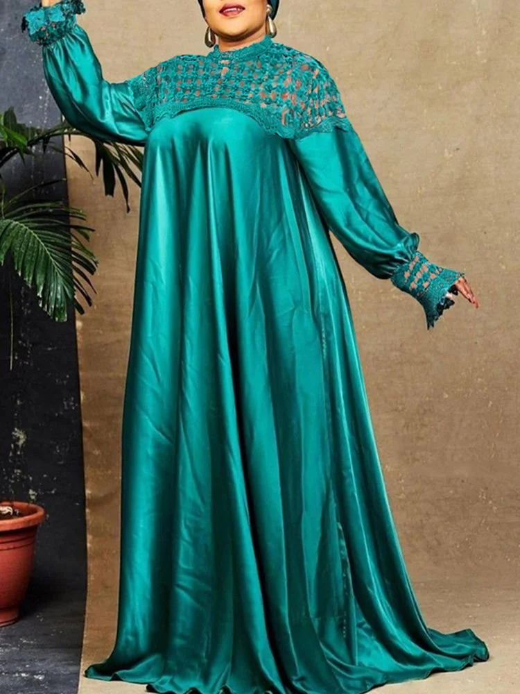 Solid Crochet Lace Embellished Hollow Out Maxi Dress SKUJ14929 QueenFunky