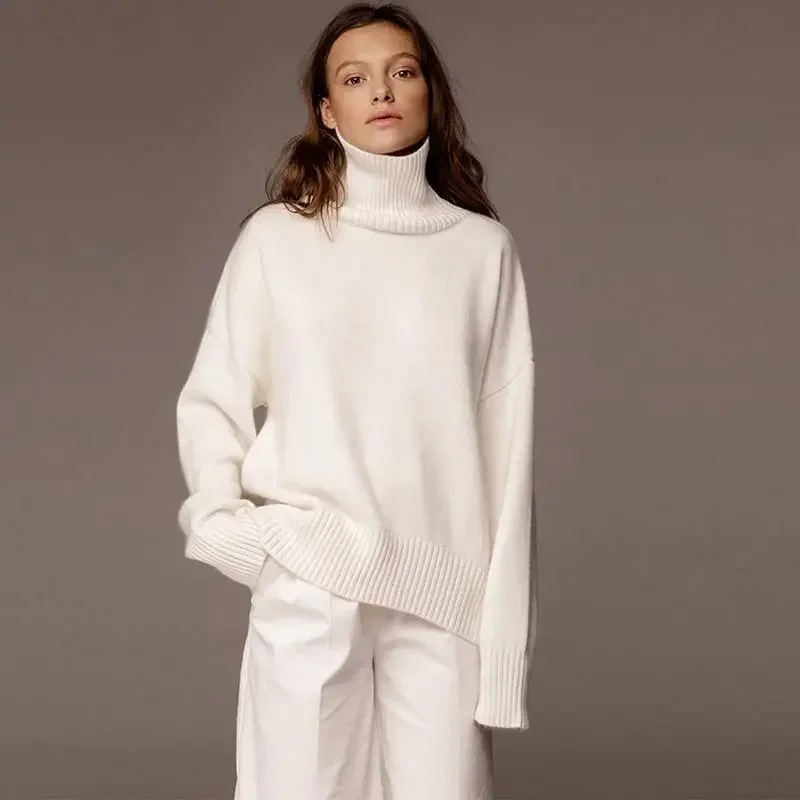 Churchf Knitted Sweater Autumn Winter Women's Oversize Long Sleeve Loose Pullover Tops Streetwear Soft Warm Elastic Sweaters-Outfit Ideas