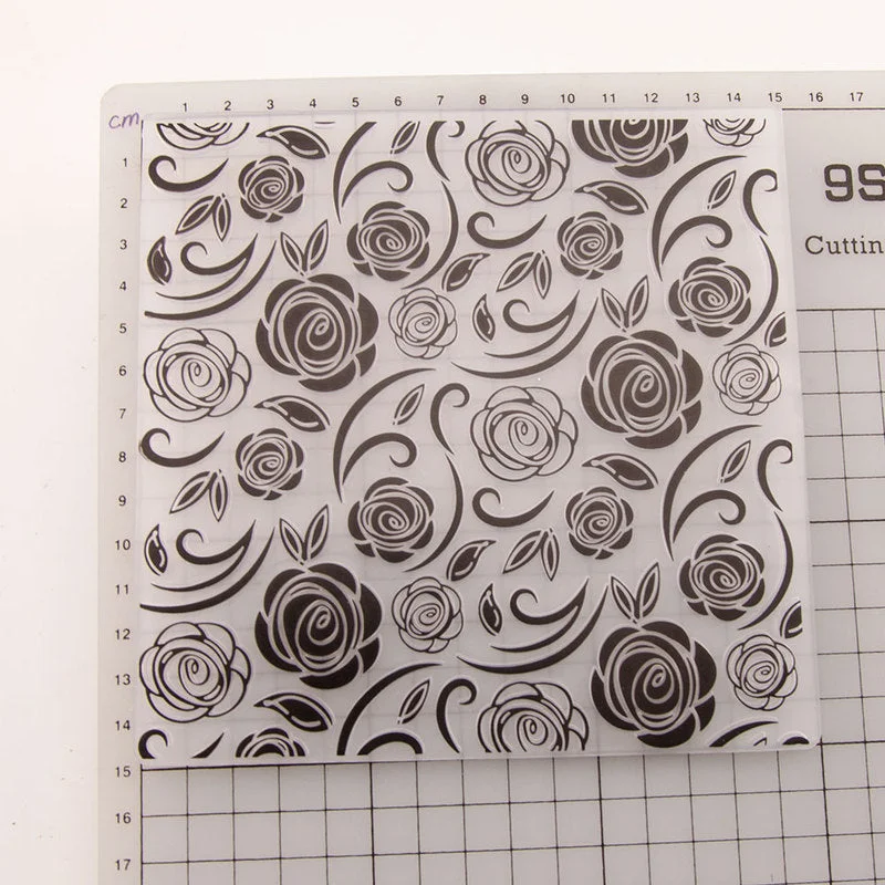 Plastic Embossing Folder Rose Flower Scrapbooking Photo Album Card DIY Plastic Template Embossing Mold