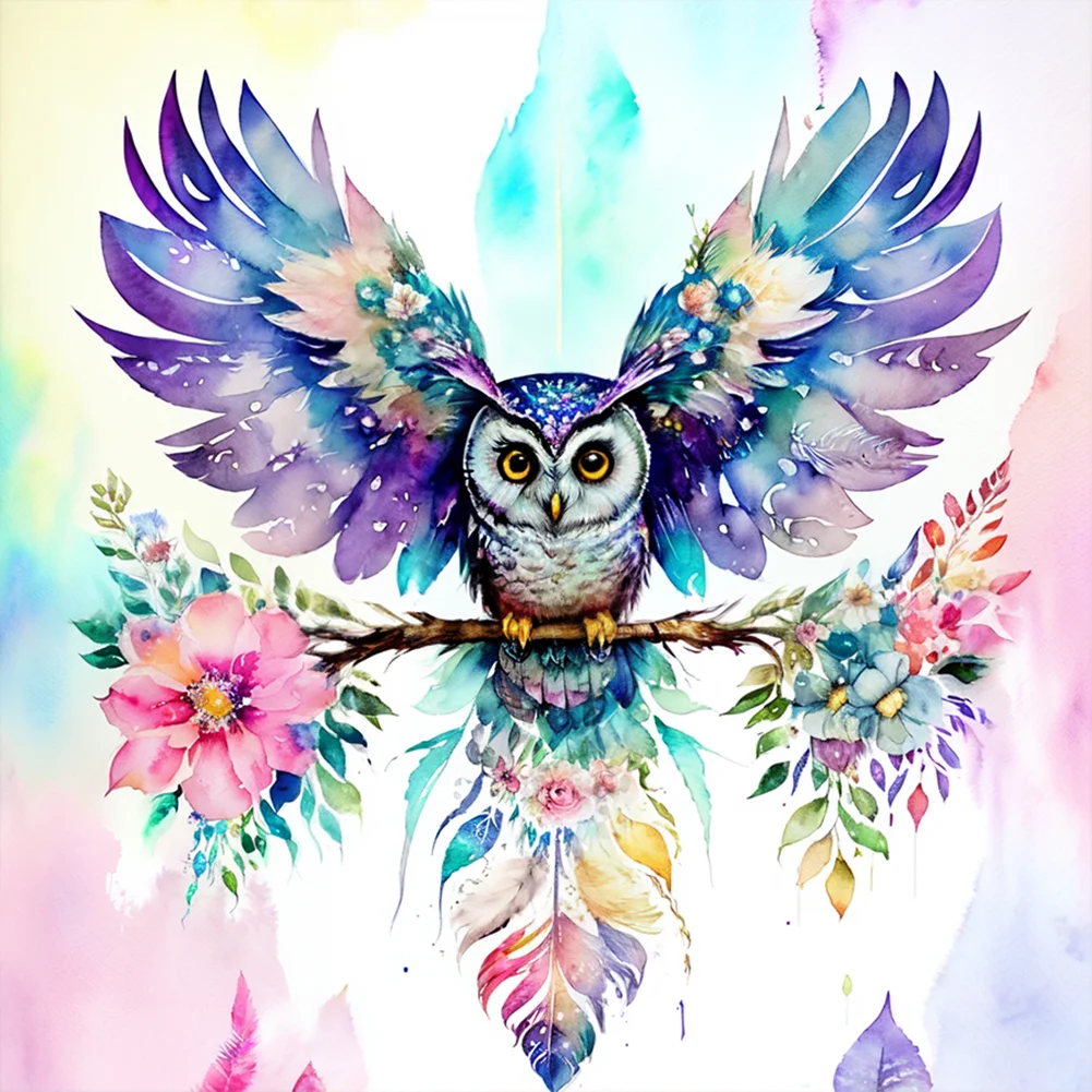 Full Round Diamond Painting - Colourful Owl(Canvas|30*30cm)