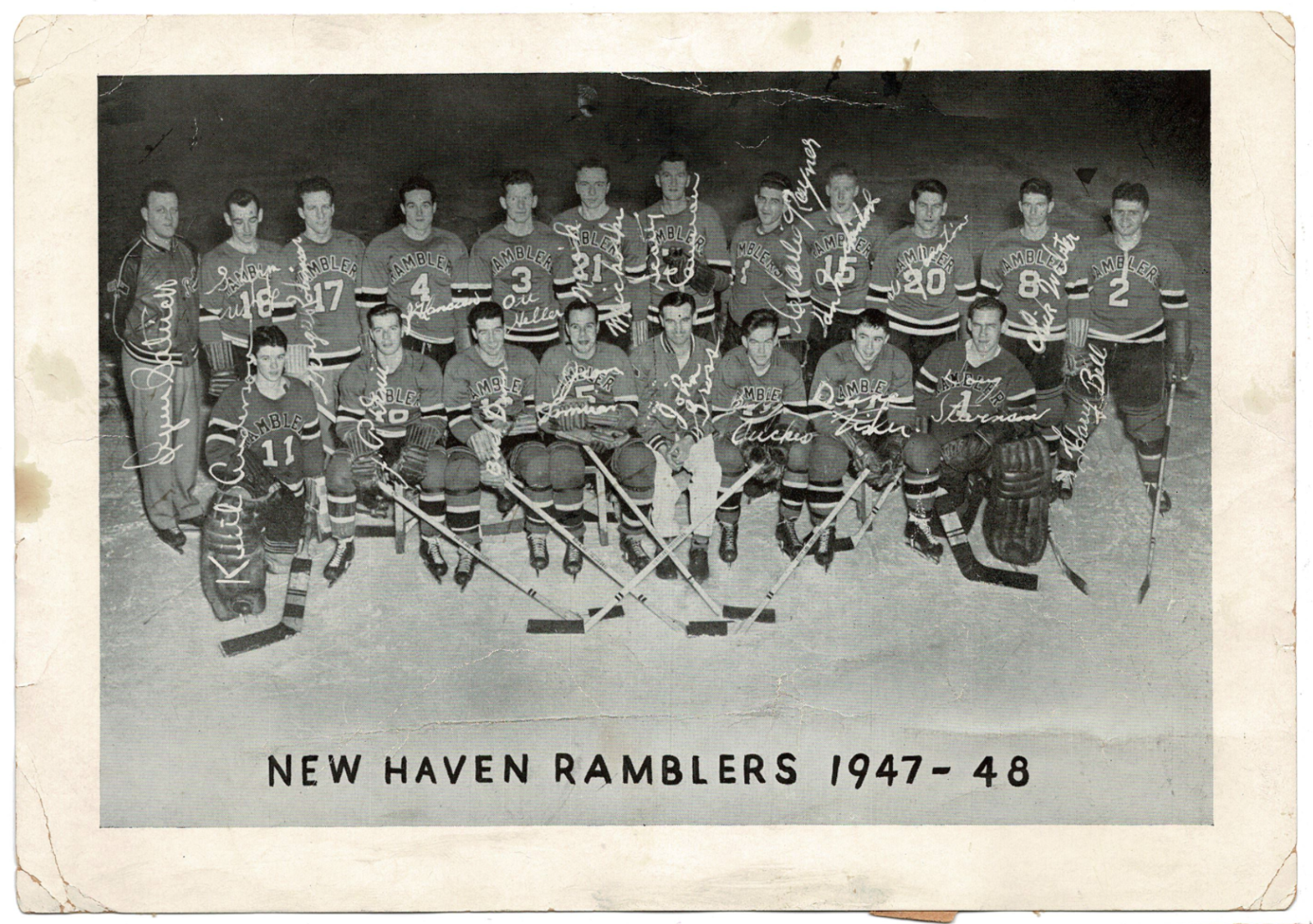 New Haven Ramblers 1947-48 hockey team Photo Poster painting! RARE! 13302