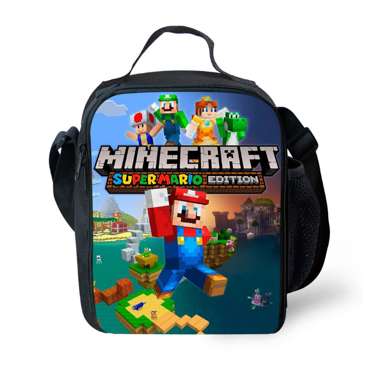 Buzzdaisy Minecraft Mario Insulated Lunch Bag for Boy Kids Thermos Cooler Adults Tote Food Lunch Box