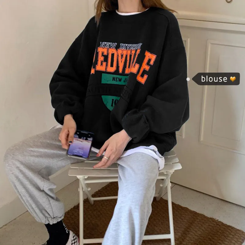 Plus Velvet Casual Warm Pullover Sweatshirts Female Clothing Women Long Sleeve Sweetshirt