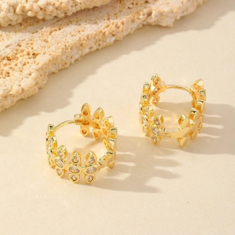 1 Pair Casual Minimalist Geometric Inlay Copper Zircon Imitation Gold  Earrings