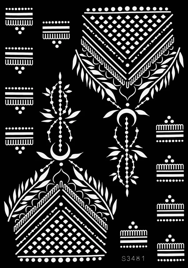 Sdrawing Drawing Henna Template for Hand Henna Tattoo Stencil Flower Tattoo Design for Women Wedding Festival Party Tatoo Tools