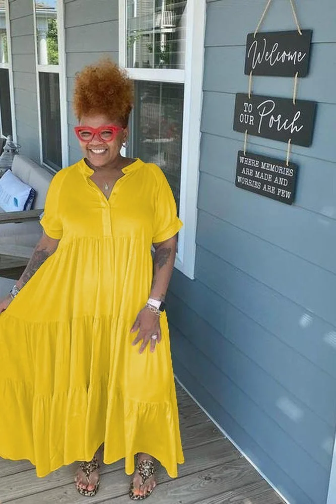 Tiered Midi Dress - Buy 2 Free Shipping