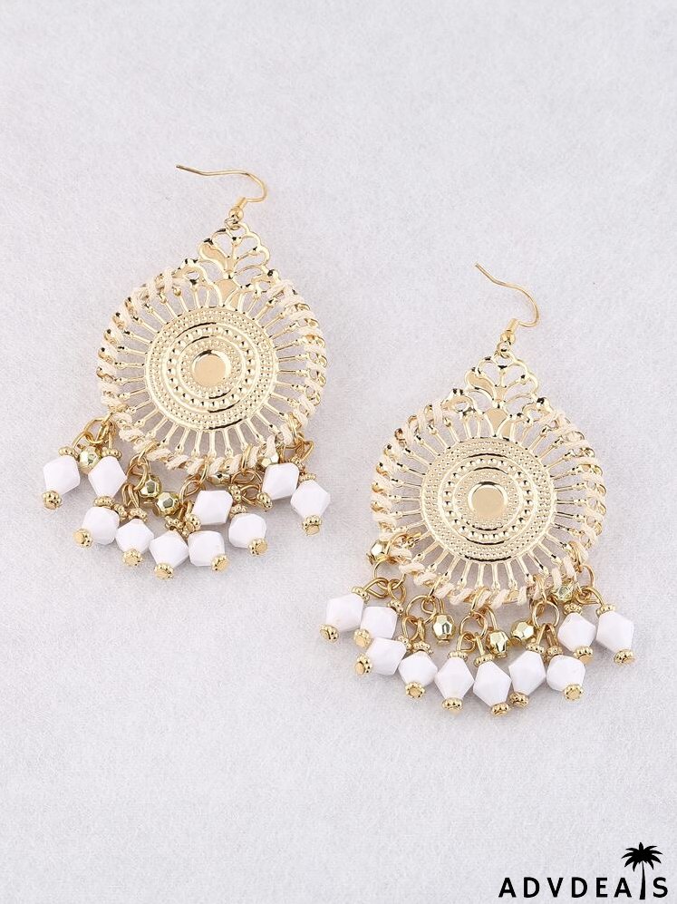 Bead Tassel Drop Earrings