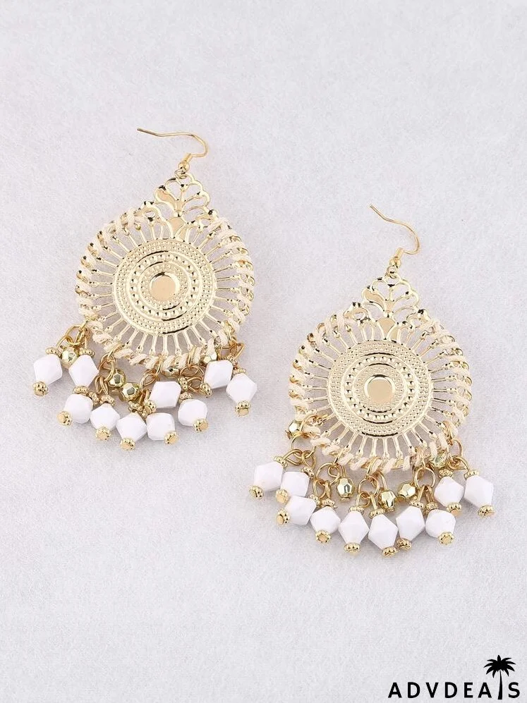 Bead Tassel Drop Earrings