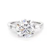 14K White Gold 4ct Round Cut Lab Diamond Tapered Three-stone Ring