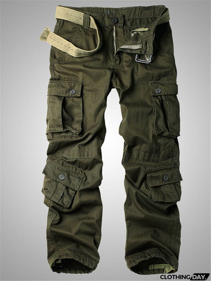 Men's Loose Straight Outdoor Multi-Pocket Cargo Pants