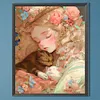uk.everydayedeals (Limited Stock)Diamond Painting - Round AB Drills - Literary Retro Girl(45*55cm)