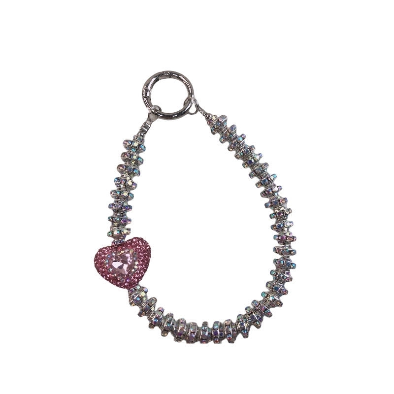 IG Style Shiny Ball Beaded Beaded Inlay Rhinestones Bag Pendant Keychain