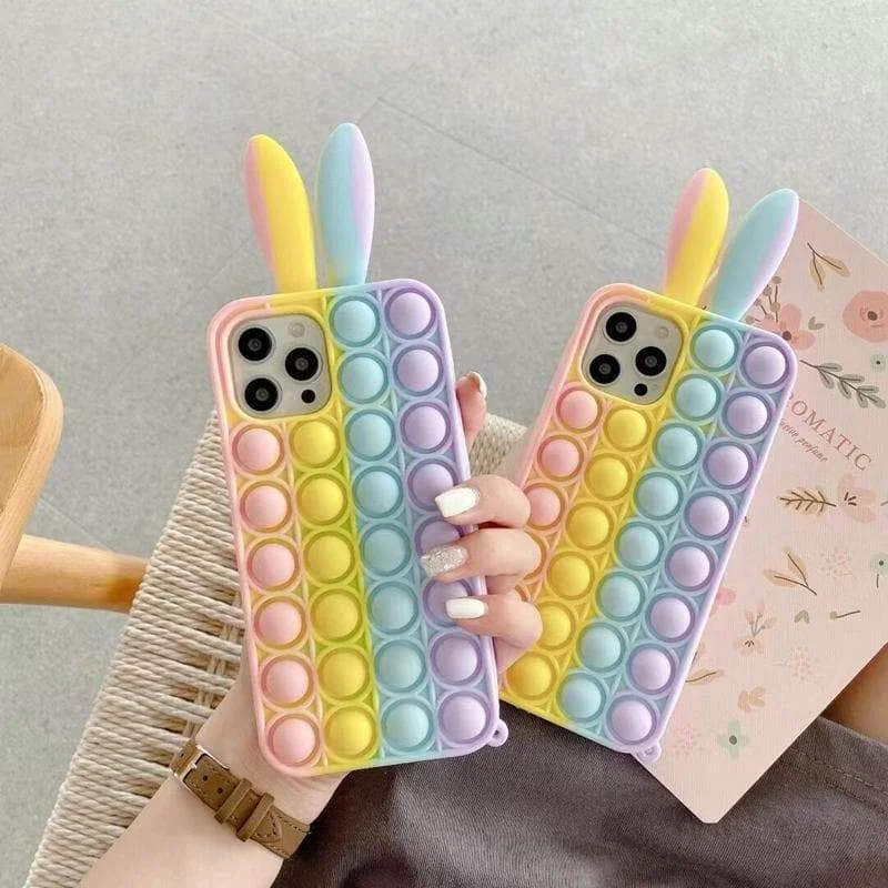 Cute Pastel Rabbit Ears Rainbow Bunny Phone Case SS1759