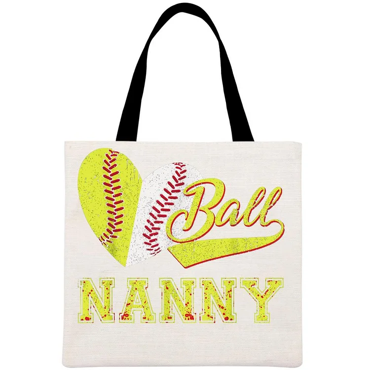 Baseball Nana Printed Linen Bag-Annaletters