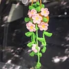Daisy Potted Plant Car Mirror Hanging, Handmade Knitted Rear View Mirror Accessories, Car Plant Hanging, Crochet Car Mirror Hanging (White flower plant)