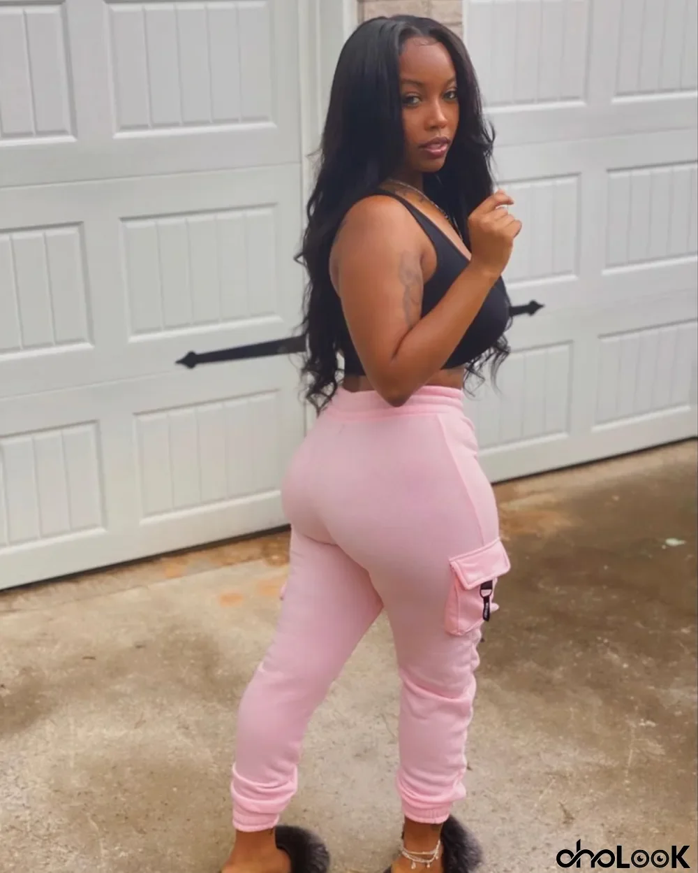 Pink High Waist Pocket Track Pants