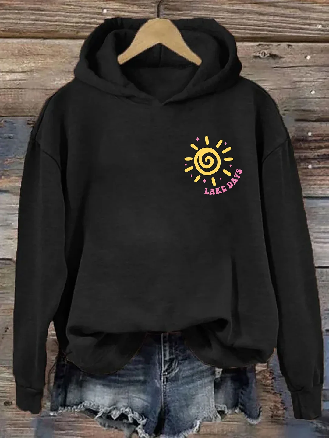 Boat Waves Sun Rays Lake Days Hoodie