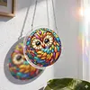 (25cm)DIY Acrylic Jigsaw Puzzle Window Hanging with Hanging Chain DIY Stained Glass Decoration Round Window Puzzle Decor for DIY Craft Project (Stained Glass Owl)