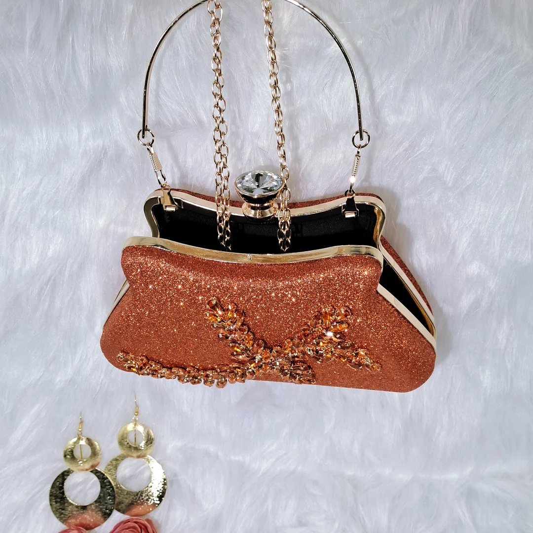 QSGFC 2022 Orange Color Shaped Mid-heel Design Shoes Popular Pointed Ladies Shoes And Bags African Wedding Party Shoes With Bag