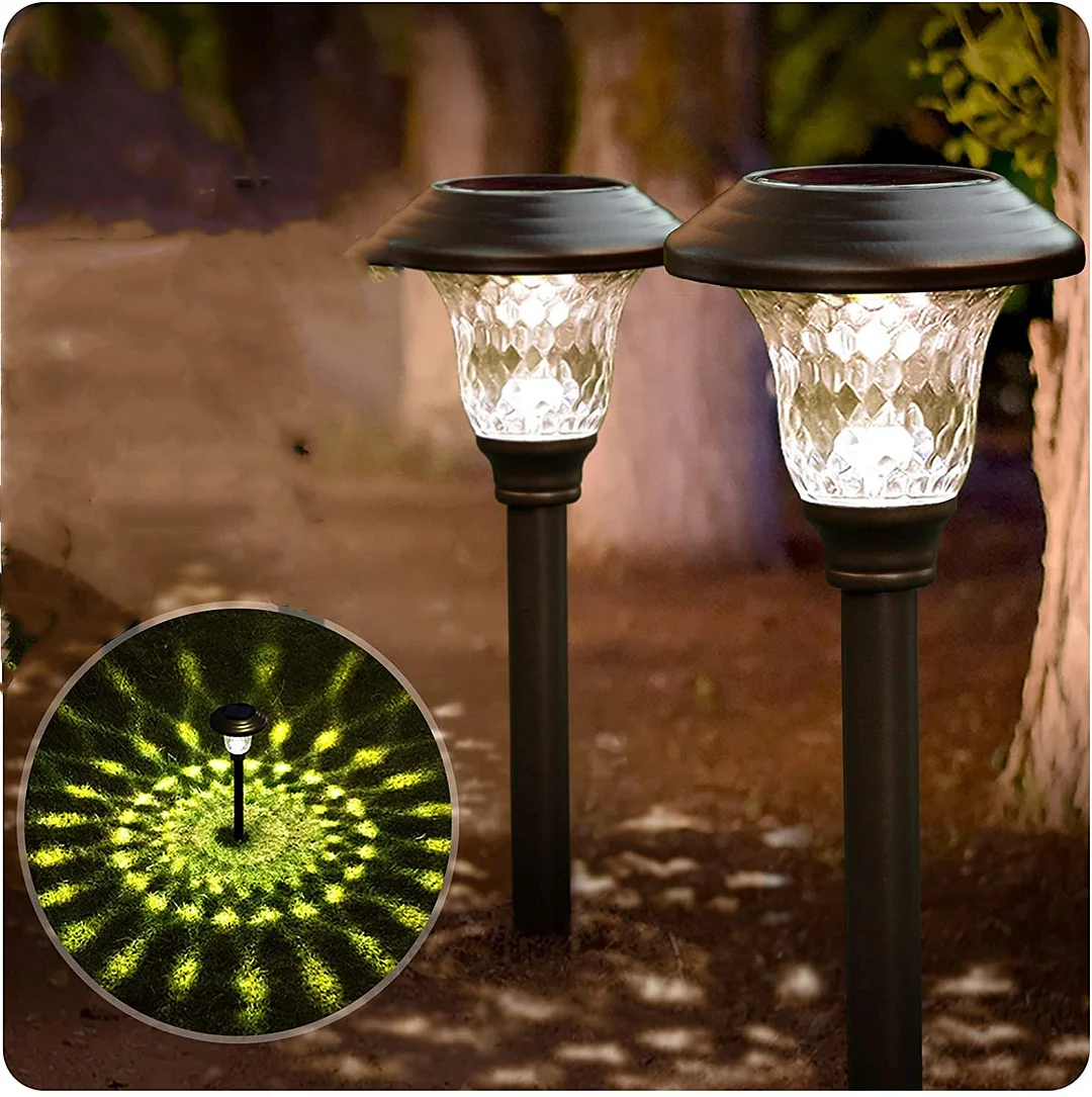 4 Packs Solar Glass Stainless Steel Waterproof Stake Lights For Outdoor Pathway Garden