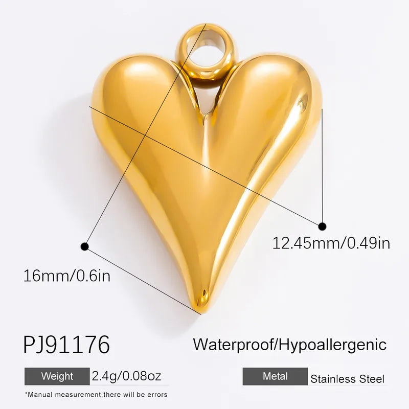 1 Piece 12.64*13.28mm 304 Stainless Steel Zircon 18K Gold Plated Heart Shape Pendant Jewelry Accessories
