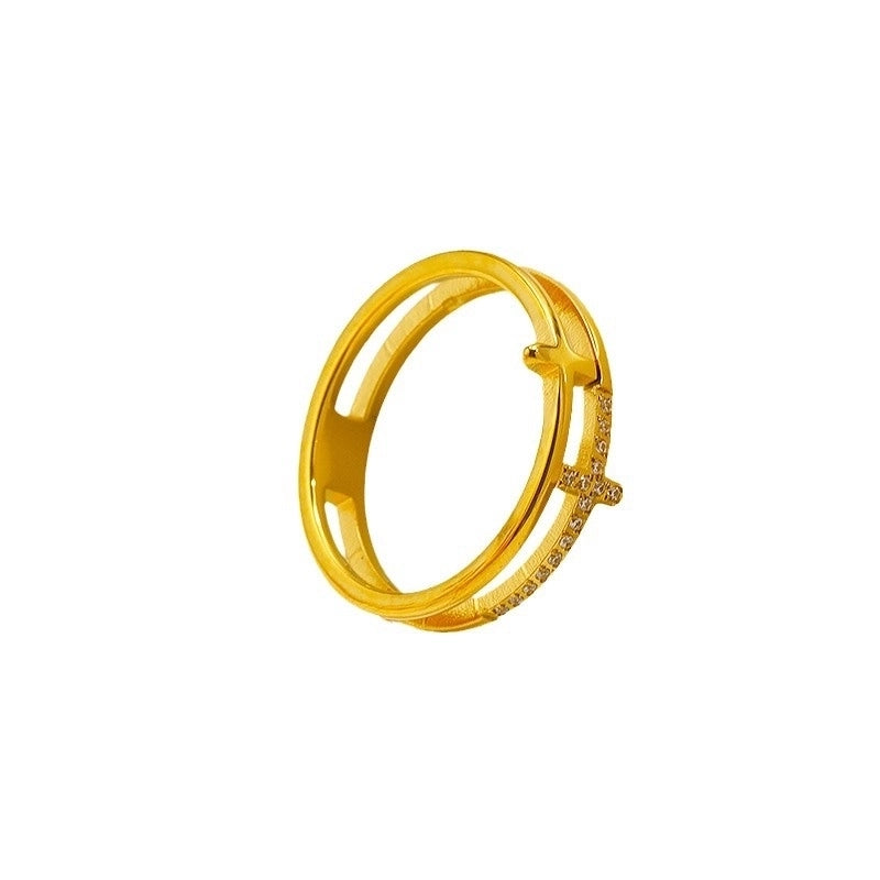 Minimalist Cross Titanium Steel Zircon Inlay Rings