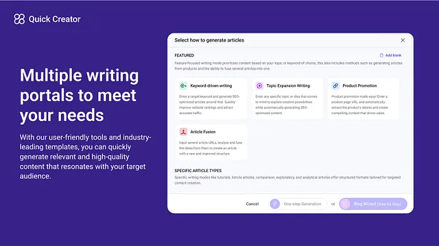 QuickCreator ‑ AI Blog Writer