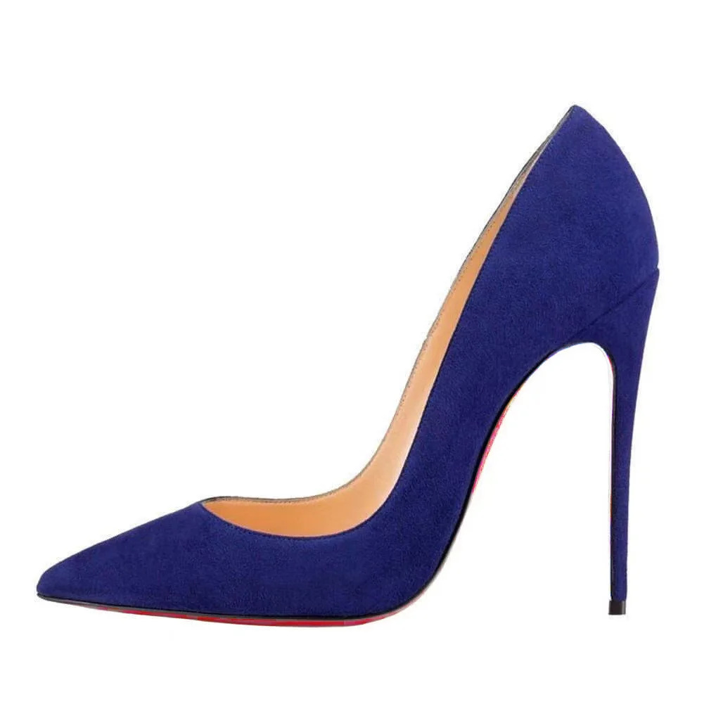 120mm Blue Pumps Red Bottom Women's Party Wedding Heels Shoes-MERUMOTE
