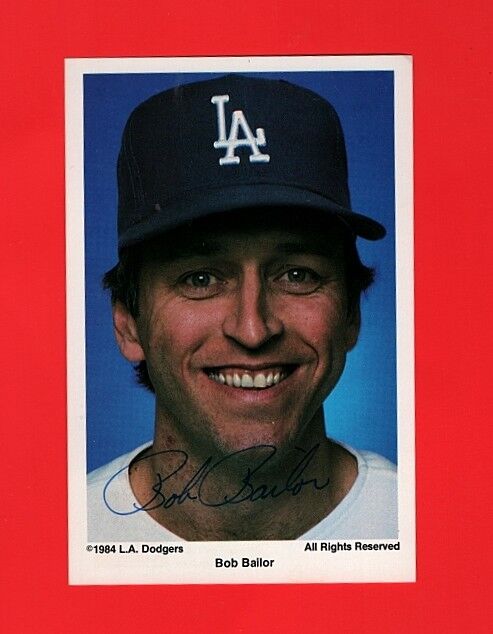 1984 BOB BAILOR-LA DODGERS AUTOGRAPHED COLOR POSTCARD Photo Poster painting-NM