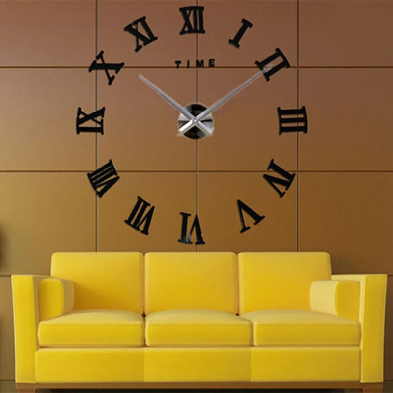 Roman Numerals Wall Clock Acrylic Material Self-adhesive Modern Home Decor 3D DIY Digital Wall Clocks Stickers Living Room