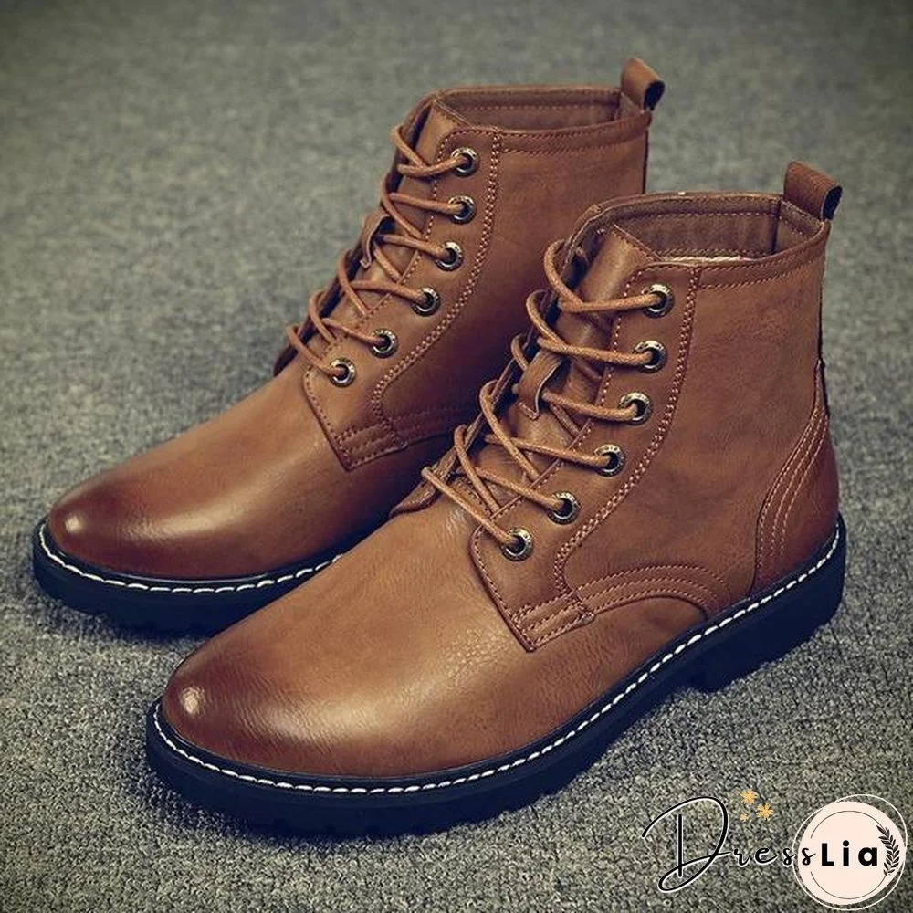 Men Genuine Leather Winter Snow Fashion Boots Pointed Toe Mid-Calf Boots For Men Ankle Non-slip Shoes