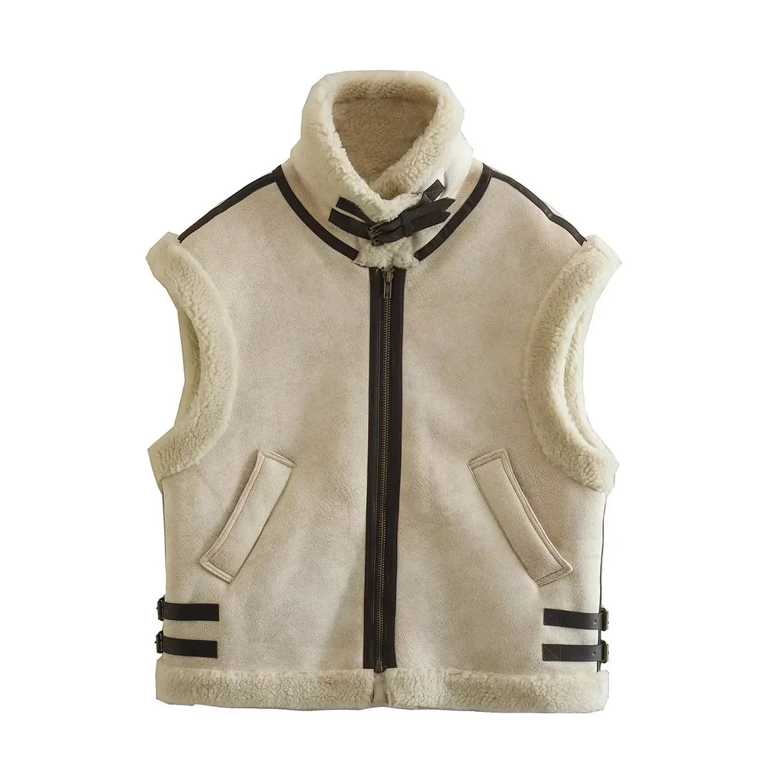 Nigikala Nigikala New Women's Fur All-In-One Velvet Splicing Cotton Vest Vest Vest Coat Women's Top A19588