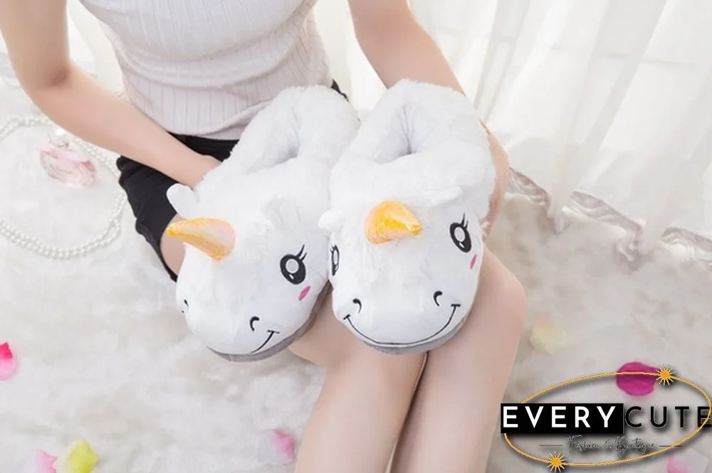 Winter Indoor Slippers Plush Home Shoes Unicorn Slippers For Grown Free Size Home Slippers Shoes Christmas Gift