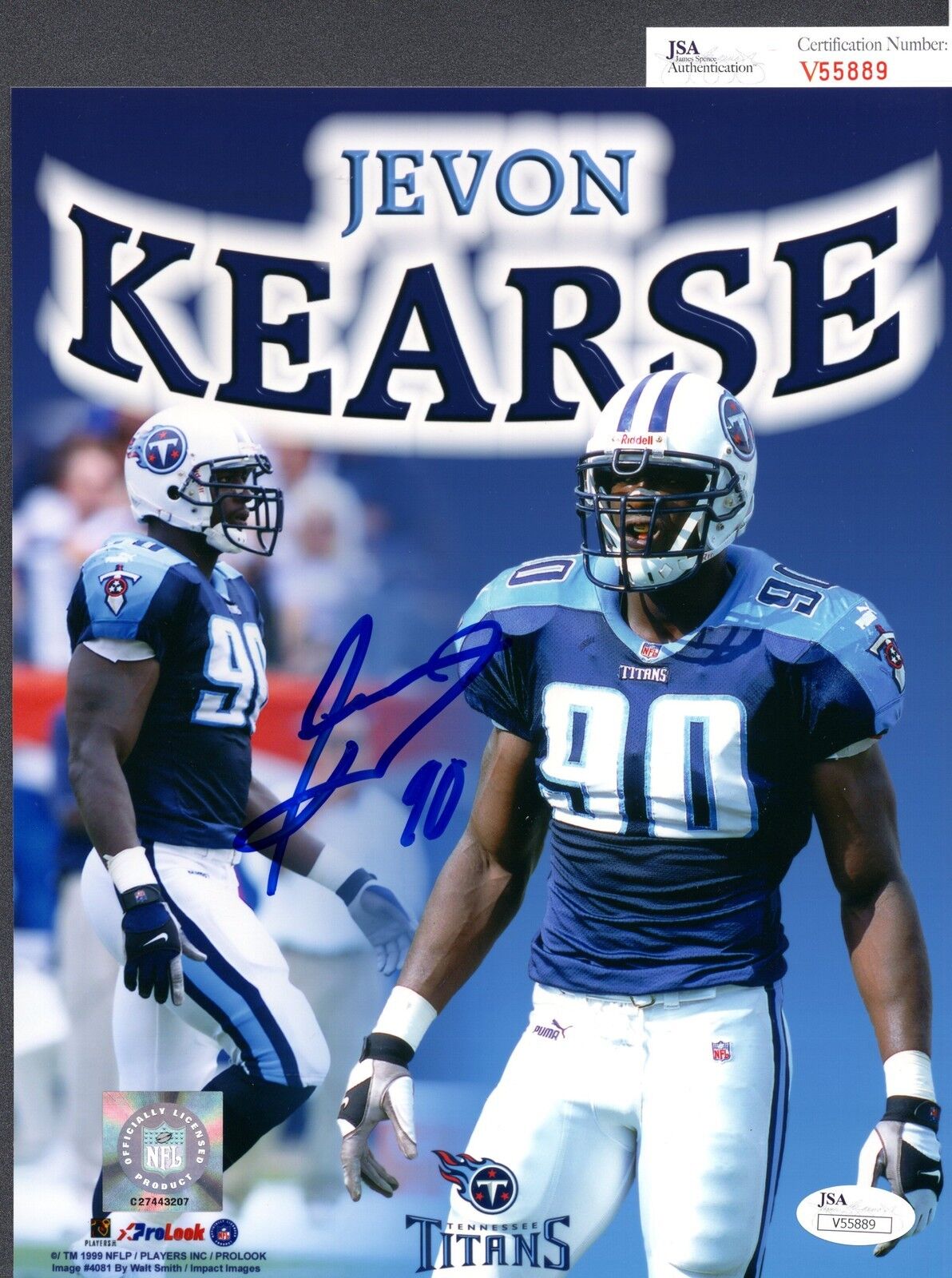 JSA Jevon Kearse Autographed Signed AUTO 8x10 Photo Poster painting Titans TRB 208